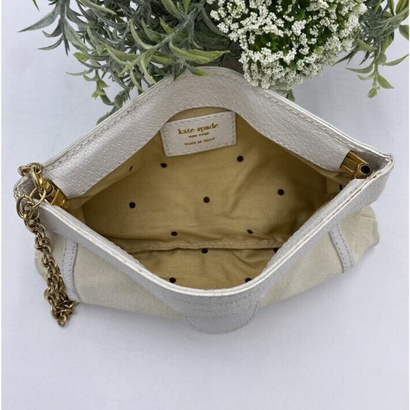 Kate Spade Off white suede and Leather Clutch Made in Italy - Picture 15 of 15